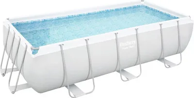 Produktbild von Aufstellpool Framepool-Set Bestway Power Steel™ eckig 404 x 201 x 100 cm inkl. Sandfilteranlage & Leiter grau