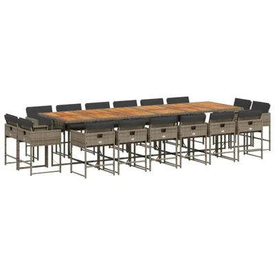Produktbild von vidaXL 17-tlg. Garten-Essgruppe mit Kissen Grau Poly Rattan