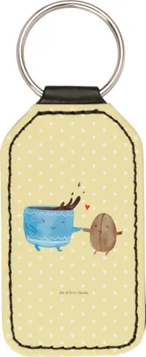 Produktbild von Mr. & Mrs. Panda schlüssel anhänger Kaffee Bohne - Gelb Pastell - Geschenk, Genuss, Schlüsselanhänger Mit Spruch, Taschenanhänger, schlüsselbund, Kaffeebohne, für, Glück