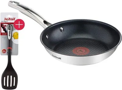 Image de Poêle à induction de 20 cm avec spatule en titane - Revêtement antiadhésif - Poignées en acier inoxydable - Compatible avec les cuisinières à induction
