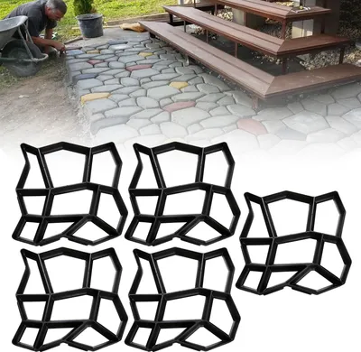 Zdjęcie produktu dla Izrielar, zestaw 5 sztuk plastikowych form do kostki brukowej – wielokrotnego użytku formy do betonu na ścieżki ogrodowe, tarasy i podwórka, nierdzewne i odporne na warunki atmosferyczne