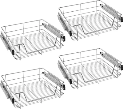 Produktbild von TWOLIIN 4x kuchynská zásuvka teleskopická zásuvka 60 cm - kuchynská skrinka výsuvná skrinka spálňa skrinky výsuvný kôš plný výsuv (60 cm)