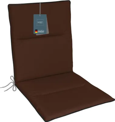 Produktbild von LILENO HOME Gartenstuhl Auflagen als [1er Set - Niedriglehner] in Braun + Keder Grau - bequeme Liegen als Sitzauflagen für Gartenmöbel - Stuhlkissen für Gartenstühle und Klappstühle