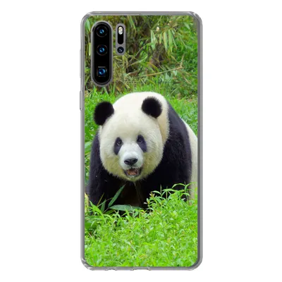 Produktbild von MuchoWow® Handyhülle Schutzhülle Hülle für Huawei P30 Pro Panda - Gras - Tier Silikon Softcase Handy Hülle - Schutzdeckel