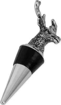 Produktbild von Flaschenverschluss Hirsch-Kopf, versilbert/verchromt, L 9,0cm D-Kopf 3,5 x 2,5 x 3,8cm, D-Gummi 1,7