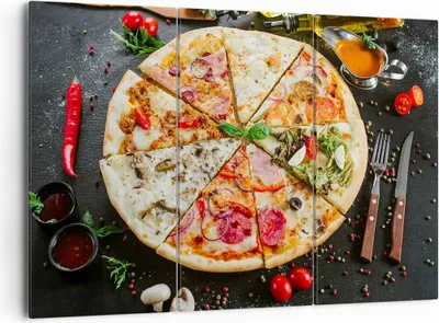 Produktbild von Bild auf Leinwand - Leinwandbild - Pizza Käse Tomaten - 165x110cm - Wand Bild - Wanddeko - Leinwanddruck - Bilder - Kunstdruck - Wanddekoration - Leinwand bilder - Wandkunst - CE165x110-4118