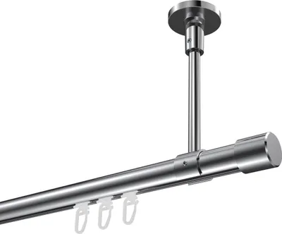 Produktbild von Interdeco Innenlaufstange / Gardinenstange mit Innenlauf Chrom, Typ Sonette Santo (Kappe) Deckenmontage, 20 mm Ø 1-läufig, 160 cm