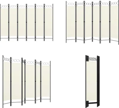 Image de vidaXL 6 pcs. Séparation de pièce blanc crème 240x180 cm - Séparation de pièce - Séparation de pièce pliable - Séparation de pièce pliable