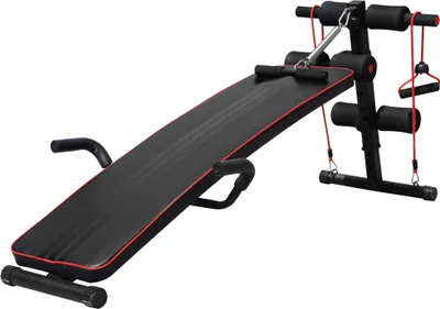 Obrázek produktu pro Tréninková lavice na břišní svaly, lavice na sit-upy, odporové pásky, nastavitelná do 120 kg, 37,5 x 55,5 x 50–68 cm, 55,50 cm