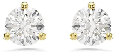 Produktbild von Swarovski Solitaire Ohrstecker, Rundschliff, Weiß, Goldlegierungsschicht