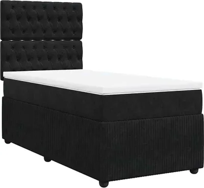 Produktbild von vidaXL Boxspringbett mit Matratze Schwarz 80x200 cm Samt