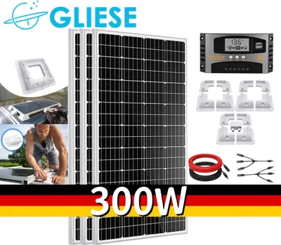 Produktbild von 300W Solarpanel Kit Mit Wohnmobilständer 12V Monokristallin Solarmodule 3x100W PV Halterung für RV