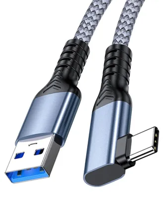 Produktbild von INF USB 3.2 zu Type-C Kabel 10Gbps 60W Schnellladung 90° Winkel geflochten 5 m