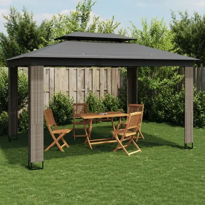 Produktbild von "2026 Promotion" Pavillon mit Doppeldach Anthrazit 3,94x2,96 m Stahl - Pavillons & Partyzelte CC22410