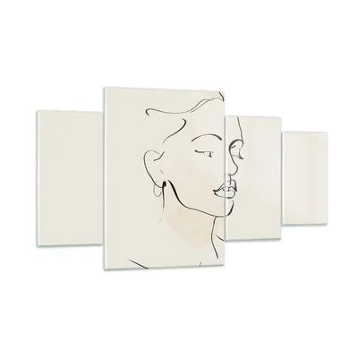 Produktbild von Bilder auf glas - 4 Teile - Frau Zeichnung Linie - 160x90cm - Glasbilder - Wandbilder - Bilder - zum Aufhängen bereit - Wanddekoration aus Glas - Glas Bilder - Wandbild auf Glas - GDL160x90-5046