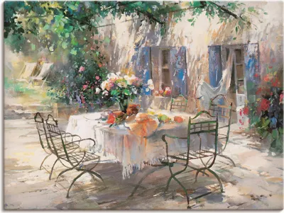 Produktbild von ARTland Leinwandbild Schatten Garten Größe: 60x45 cm