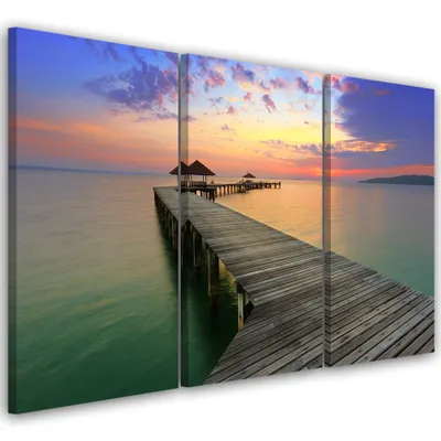 Produktbild von Triptychon auf leinwand landschaften - farbe 60x40 cm Feeby farbe wandbild bereit zum aufhängen