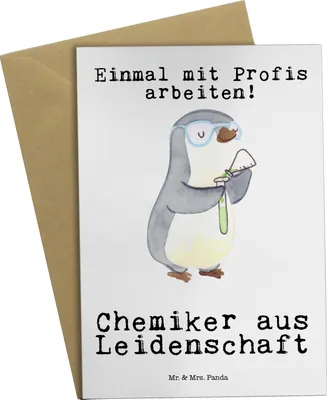 Produktbild von Mr. & Mrs. Panda Grußkarte Chemiker Leidenschaft - Weiß - Geschenk, Studium, Beruf, Labor, Wissenschaftler, hochzeitskarten, weihnachtskarten, einladungskarten, Spruch