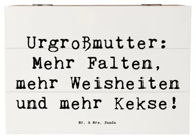 Produktbild von Mr. & Mrs. Panda Box Spruch Urgroßmutter Weisheiten 22 x 15 cm - Weiß - Geschenk, Erinnerungen, Familientradition, fotobox, geschenkkiste, Geschenke für die, schatztruhe
