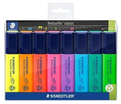 Zvýrazňovač, sada, 1-5 mm, STAEDTLER "Textsurfer Classic", 8 rôznych farieb