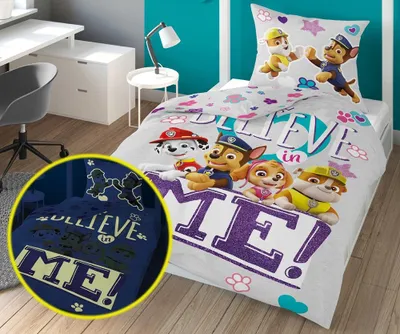 Produktbild von DETEXPOL Bettwäsche Paw Patrol glauben leuchtende Baumwolle, 140/200, 70/80 cm
