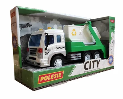 Obrázek produktu pro Polesie 86198 Městské setrvačníkové kontejnerové auto zelené (se světlem a zvukem) v krabici
