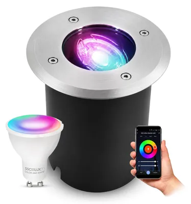 Produktbild von SSC-LUXon JUAVI Bodeneinbaustrahler aussen schwenkbar - mit Smart GU10 WLAN CCT RGB - Bodenspot befahrbar kompatibel mit Alexa, Siri & Google