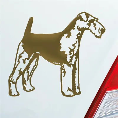 Produktbild von Auto Aufkleber Airedale Terrier Dog Tier Hund 12x10 cm Gold Sticker Heckscheibenaufkleber