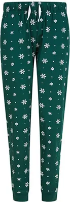 Produktbild von SF Women SK085 | Women`s Cuffed Lounge Pants - Freizeithose - Farbe: Bottle/White Snowflakes - Größe: L