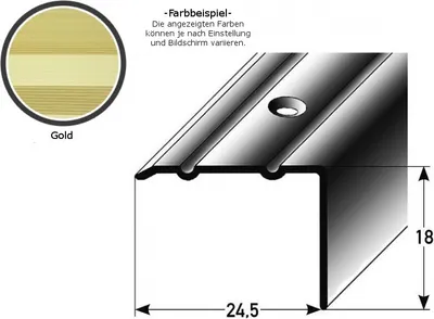 Produktbild von Winkelprofil "Salerno" / Winkelprofil 24,5 mm Typ: 88/89 (Aluminium eloxiert, gebohrt oder selbstklebend) -goldfarbig-2000-gebohrt-18 mm