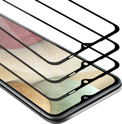 Immagine prodotto di Cadorabo 3x Pellicola protettiva a schermo intero per Samsung Galaxy A12 / M12 in nero Vetro protettivo del display temperato