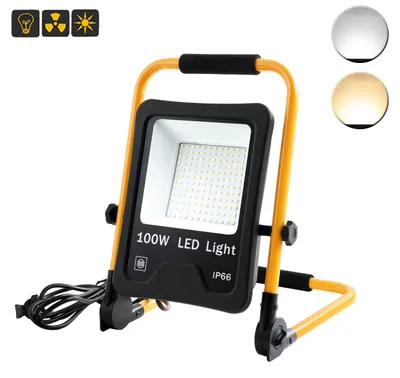 Immagine prodotto di VA-Cerulean, faretto LED da 100W, set da 2, luce bianca fredda 6500K, grado di protezione IP66, faretto da cantiere, lampada da lavoro