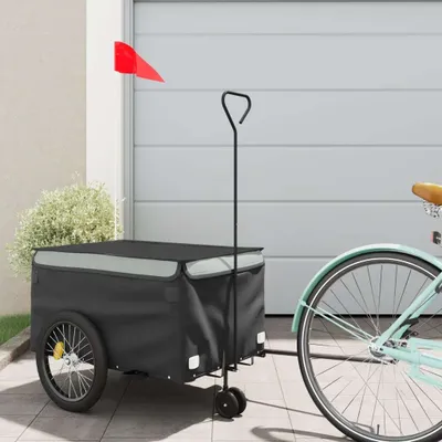 Produktbild von HOMMIE Robuste Fahrradanhänger - modernes Design - Transportanhänger - Schwarz und Grau 30 kg Eisen Promotion672270 - Fahrradanhänger