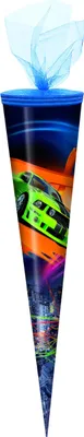 Produktbild von Schultüte / Zuckertüte / 50cm / rund / "Sportwagen"