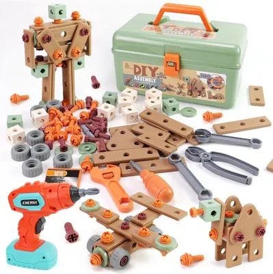 Produktbild von 144-teiliges Kinder Werkzeug-Set mit elektrischer Bohrmaschine & Aufbewahrungskoffer