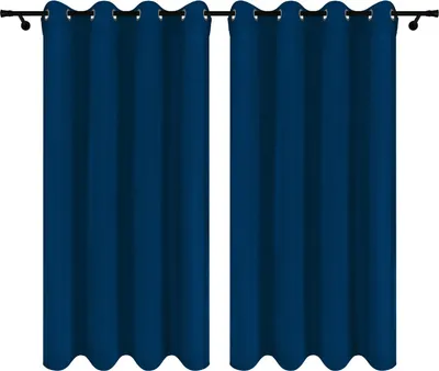 Produktbild von Fertige Vorhänge aus Velours mit Ösen 140x230 cm 2 Stücke Dunkelblau Blickdichte Gardinen
