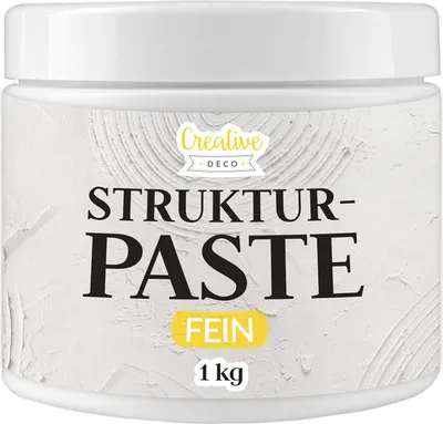 Produktbild von Creative Deco Strukturpaste Feinkörnig 1kg | Weiße Spachtelmasse für Acrylmalerei | Modellierpaste für Kunstprojekte, Acrylfarbe, DIY, 3D-Effekte, Texturen