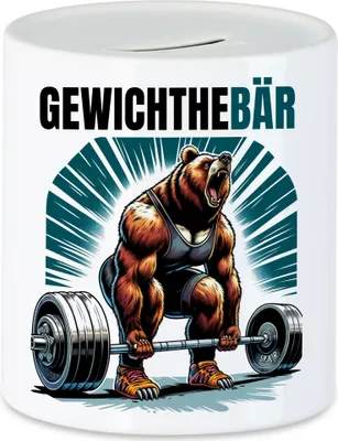 Produktbild von Gewichthebär Bären Spardose - Lustiges Geschenk für Fitnessfreunde