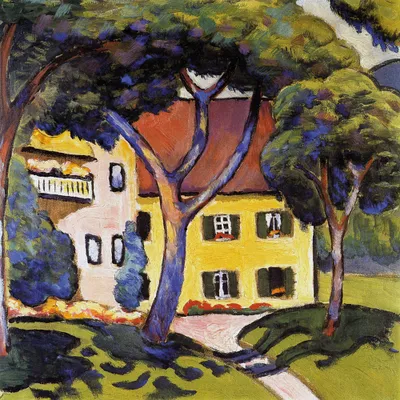 Zdjęcie produktu dla August Macke art print picture - Staudacherhaus Am Tegernsee, 1910 (40 x 40 cm)