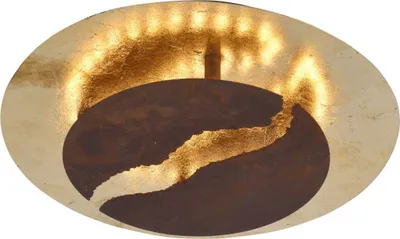Image de Plafonnier LED, acier, feuille d'or, rouille, Simply dim, D 30 cm