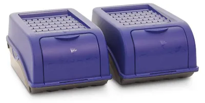 Produktbild von Novaliv 2x Klein 3,5 L Zwiebeltopf marineblau Zwiebelbox Knoblauchtopf Aufbewahrungsbox Vorratsdose Gemüsebox