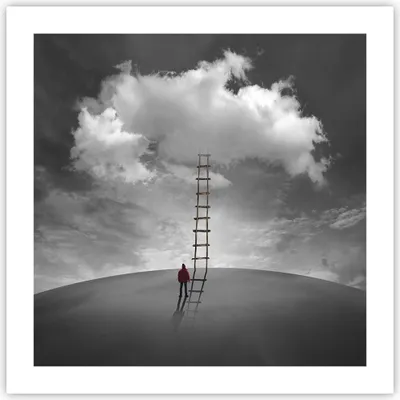 Produktbild von Poster - Poster ohne Rahmen - Symbol Leiter Himmel - 50x50 cm - Wand Bild - Wanddeko - Wandbilder - Kunstposter - Wandposter - Bilder - Kunstdruck - Wanddekoration - Wandbild - P2XAC50x50-4900