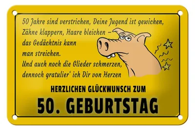 Produktbild von Blechschild Spruch 18x12cm Glückwunsch zum 50.Geburtstag