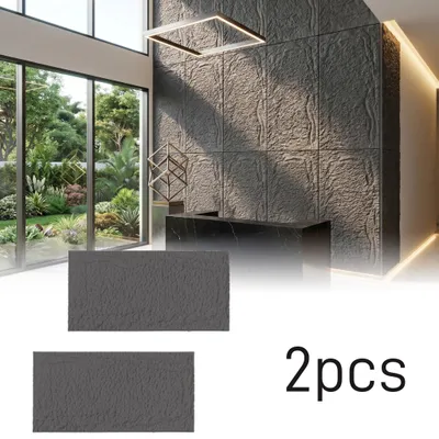 Obrázok produktu pre UISEBRT Obkladové panely, imitácia prírodného kameňa, hrúbka 5 cm, 2 kusy, antracitová farba, štruktúrovaný povrch, model B