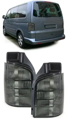 Für VW T5 V ab 2003-2009 mit Heckklappe Rückleuchten Schwarz Smoke Klarglas in der Farbe Schwarz von Carparts-Online GmbH