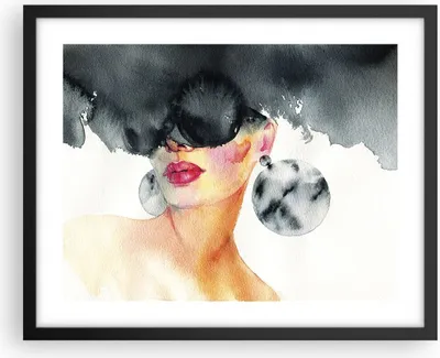 Produktbild von Gerahmtes Poster - Schwarzer Rahmen - Aquarell Modell Brille - 50x40 cm - Wand Bild - Wanddeko - Wandbilder - Kunstposter - Wandposter - Bilderrahmen - Bilder - Kunstdruck - P2BAA50x40-4678