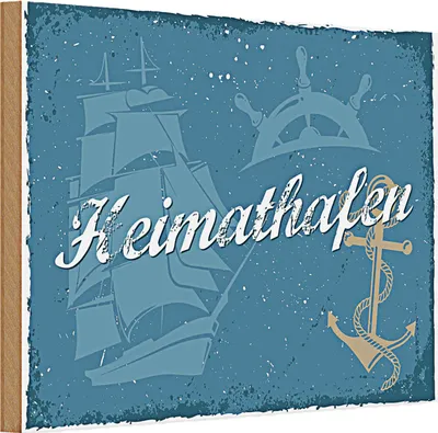 Produktbild von Holzschild Spruch 30x20cm Heimathafen Wanddeko