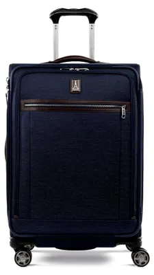 Produktbild von Platinum Elite Softside erweiterbares aufgegebenes Gepäck, Spinner-Koffer mit 8 Rädern, TSA-Schloss, Herren und Damen, echtes Marineblau, kariert, mittelgroß, 72x47x30 cm