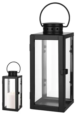 Produktbild von Windlicht Laterne Kerzenlaterne - 24 cm - Metall - Schwarz - Für innen und außen
