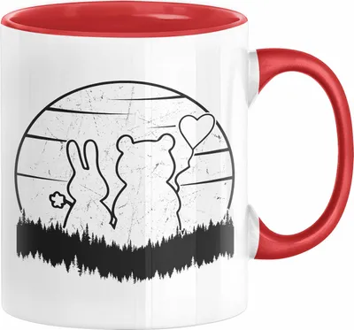 Produktbild von Süße Tasse Hase Bärchen Liebespaar Valentinstag Liebe (Rot)